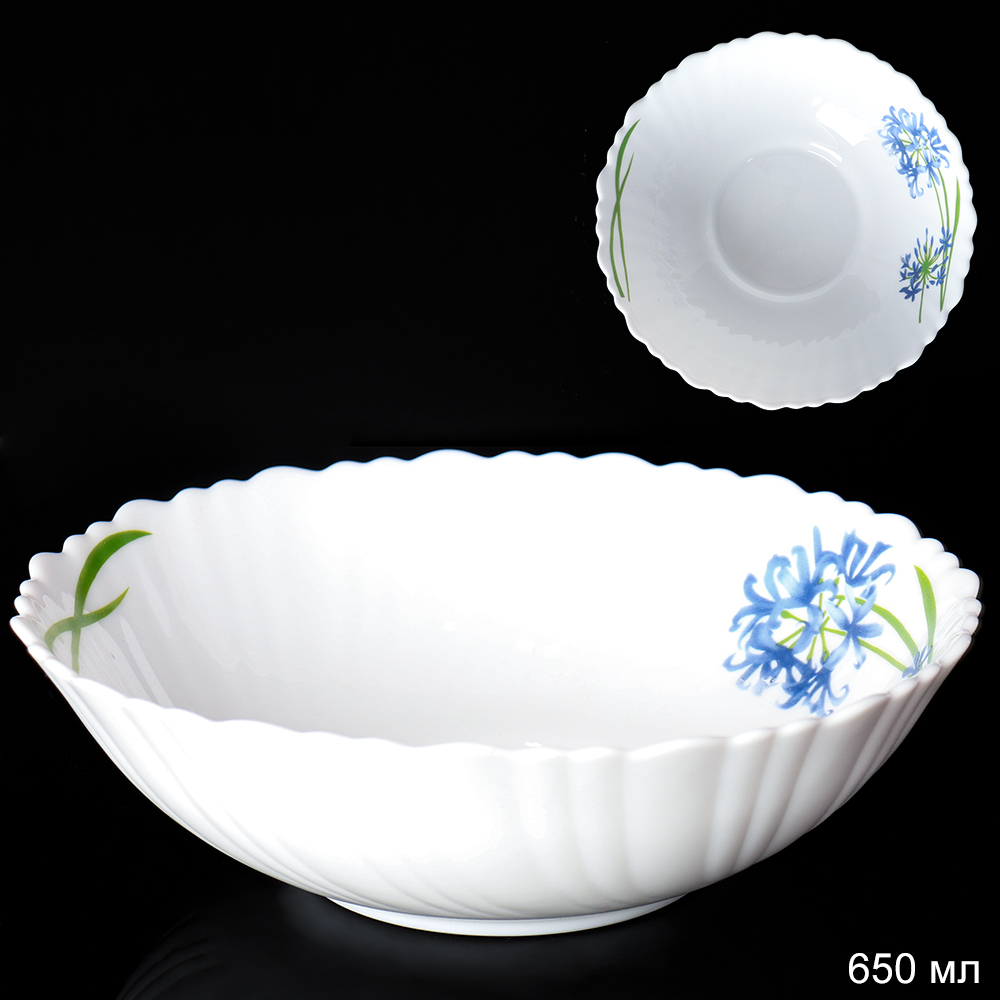 Салатник WHITE LILY А Гиацинт , 650 мл, диаметр 17,5 см, голубой, стеклокерамика Салатник WHITE LILY А Гиацинт , 650 мл, диаметр 17,5 см, голубой, стеклокерамика