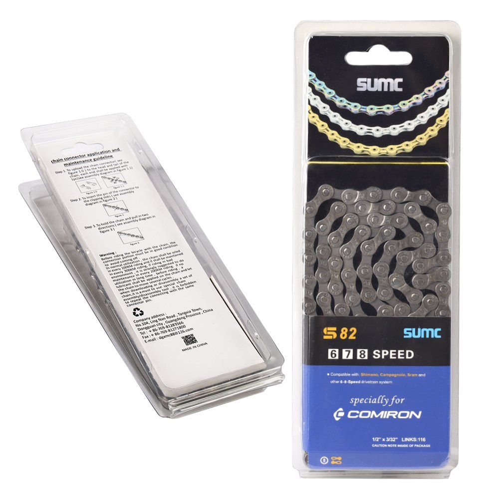Велосипедная цепь SUMC 8 speed S82GY 1/2 Велосипедная цепь SUMC 8 speed S82GY 1/2