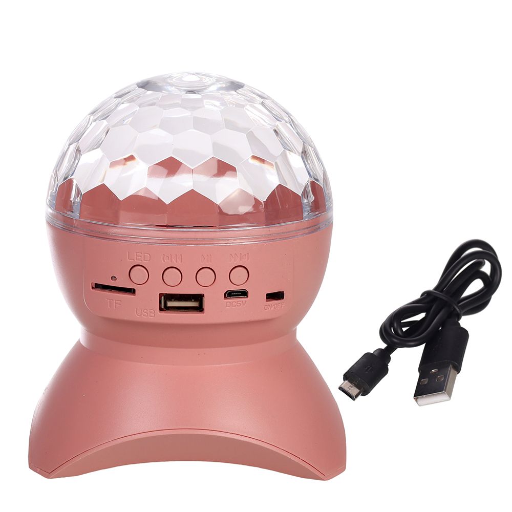 Настольный проектор дискошар LED, Bluetooth, USB, FT-слот, розовый Настольный проектор дискошар LED, Bluetooth, USB, FT-слот, розовый