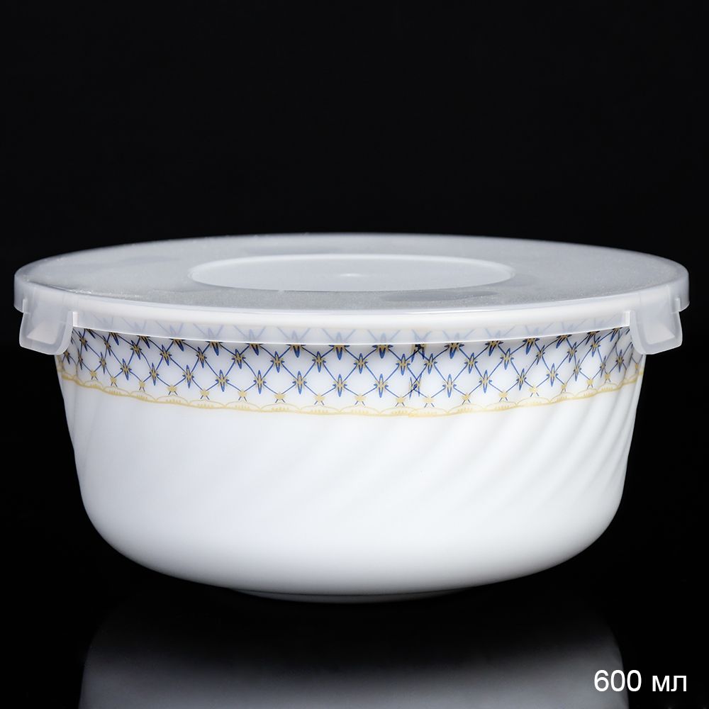 Салатник WHITE LILY с крышкой Сетка , 600 мл, стеклокерамика