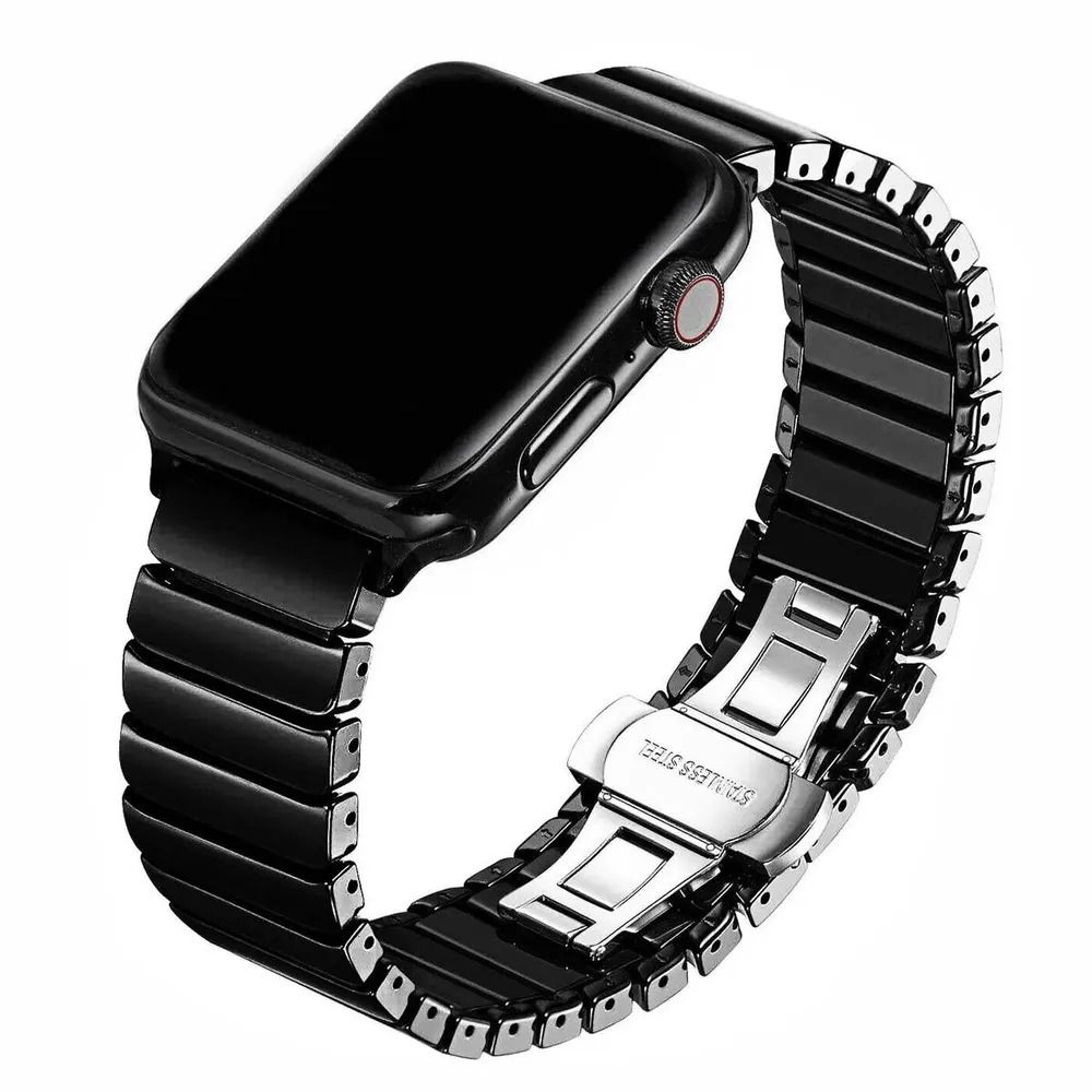 Керамический блочный ремешок для смарт часов Apple Watch (series 1-7 ...