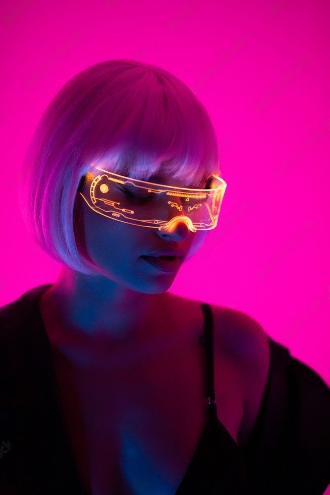 Светящиеся очки cyberpunk / Неоновые, прозрачные очки с led подсветкой ...