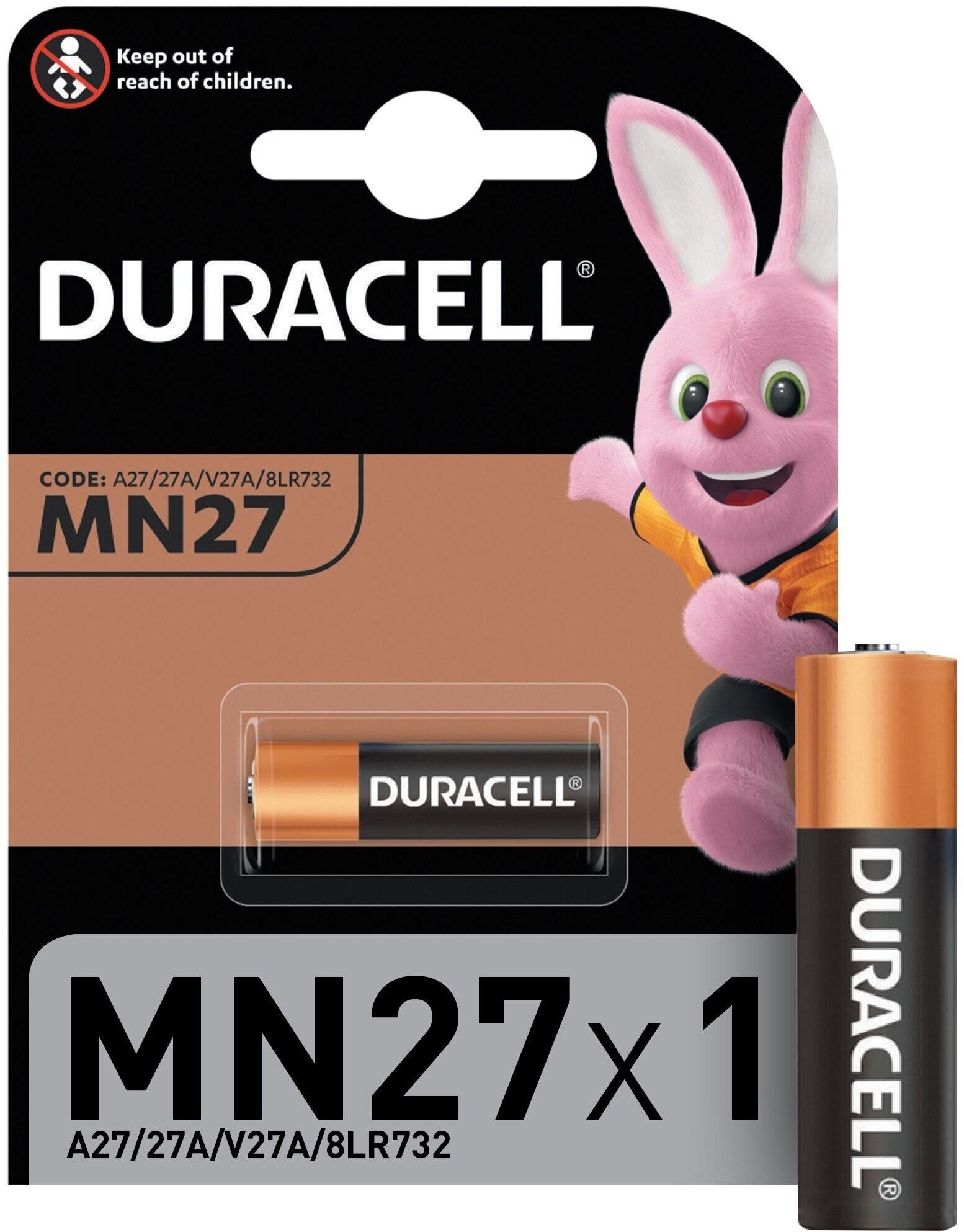 Батарейка MN27A 12V для брелоков сигнализаций щелочная (DURACELL) (1 шт)