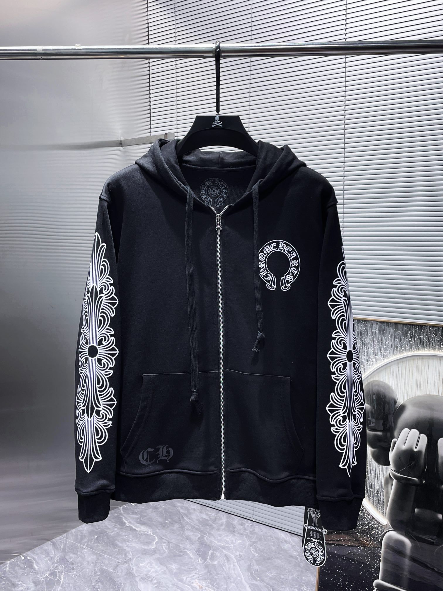 Толстовка Женский Chrome Hearts черный Пояс Хлопок, размер 44, 46