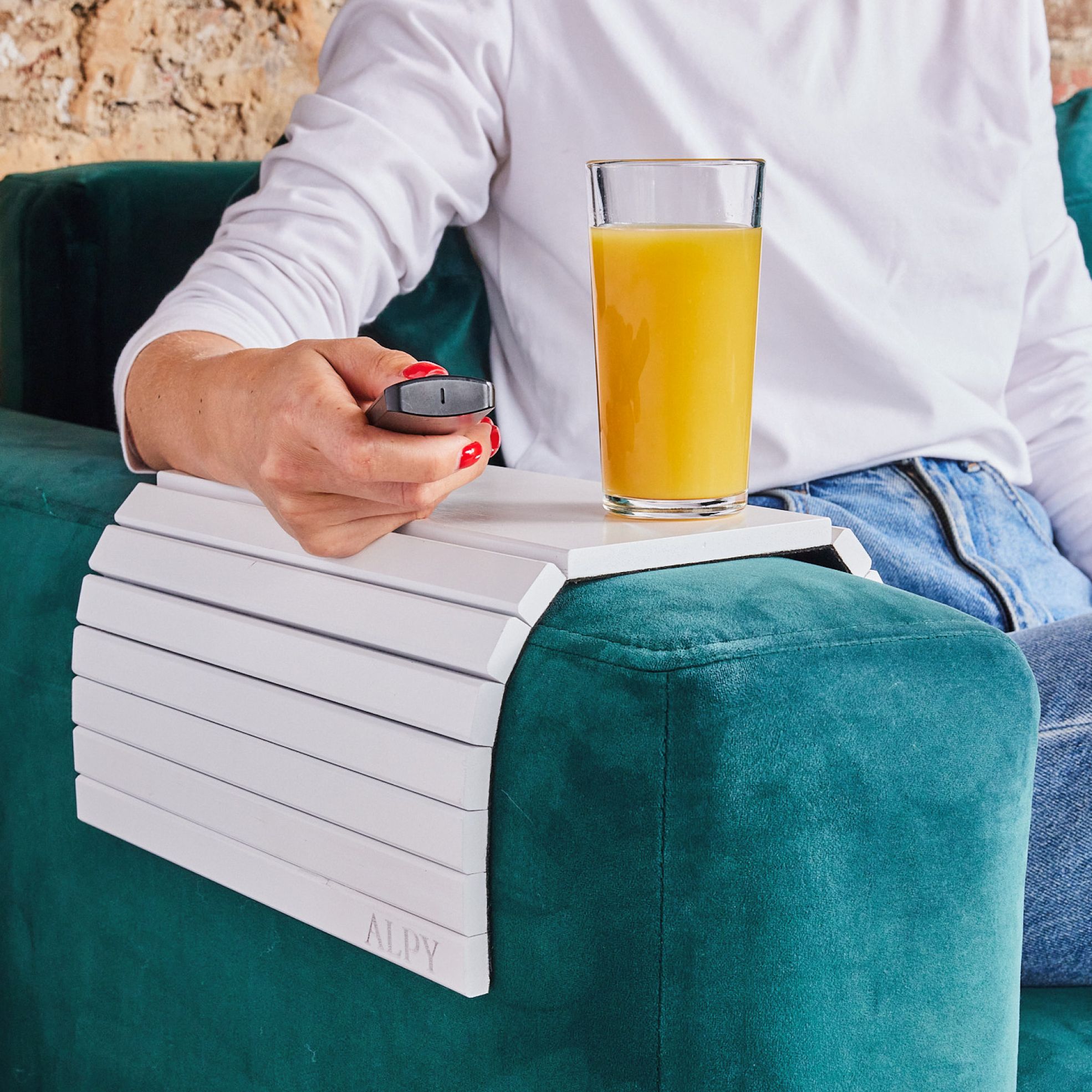 Подставка на подлокотник дивана из бамбука ALPY, Накладка для дивана ...