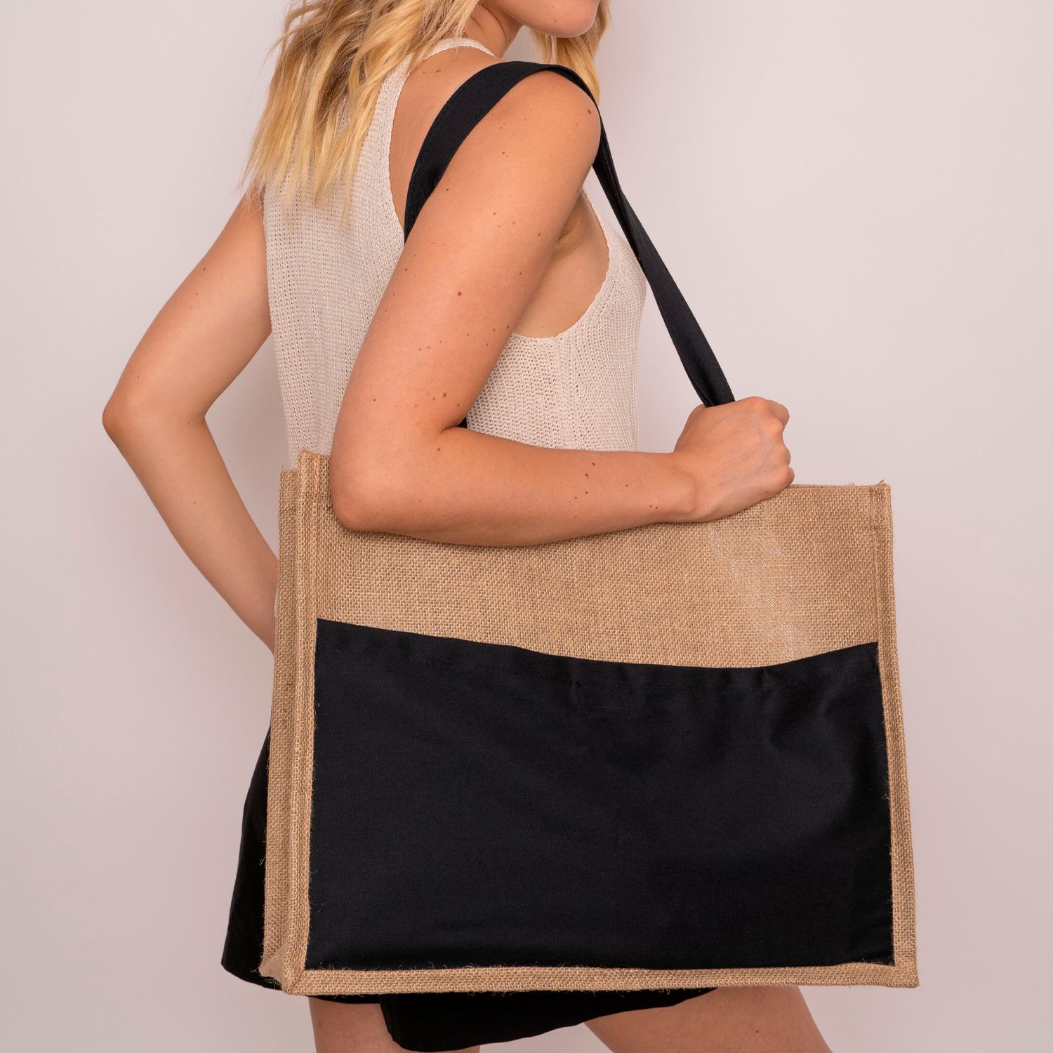 Женская сумка шоппер через плечо/тоут/шопер/сумка с черным карманом ...