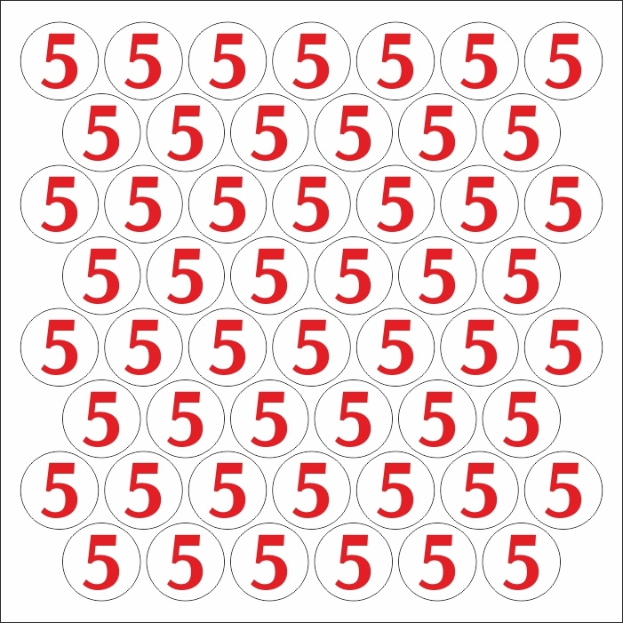 Наклейка-цифра "5" виниловая круглая с контурной резкой на подложке 25х25 мм производство ПолиЦентр 100 #1