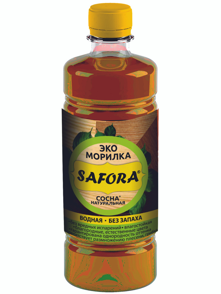 Морилка водная для дерева SAFORA, цвет натуральная сосна, 500мл  #1
