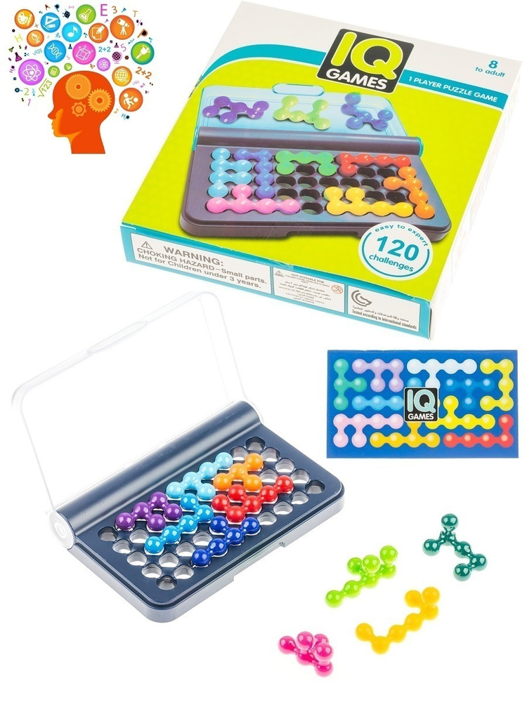 Головоломка / Пазл в пенале IQ Games (круглые фишки, 120 вариантов на ...