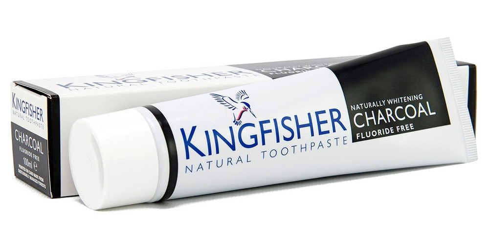Kingfisher Натуральная зубная паста без фтора Активированный Уголь отбеливающая 100 мл #1