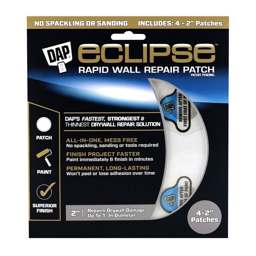 Патч-заплата DAP Eclipse для быстрого ремонта стен без шпаклевания (для повреждений до 2 см), 4 штуки #1