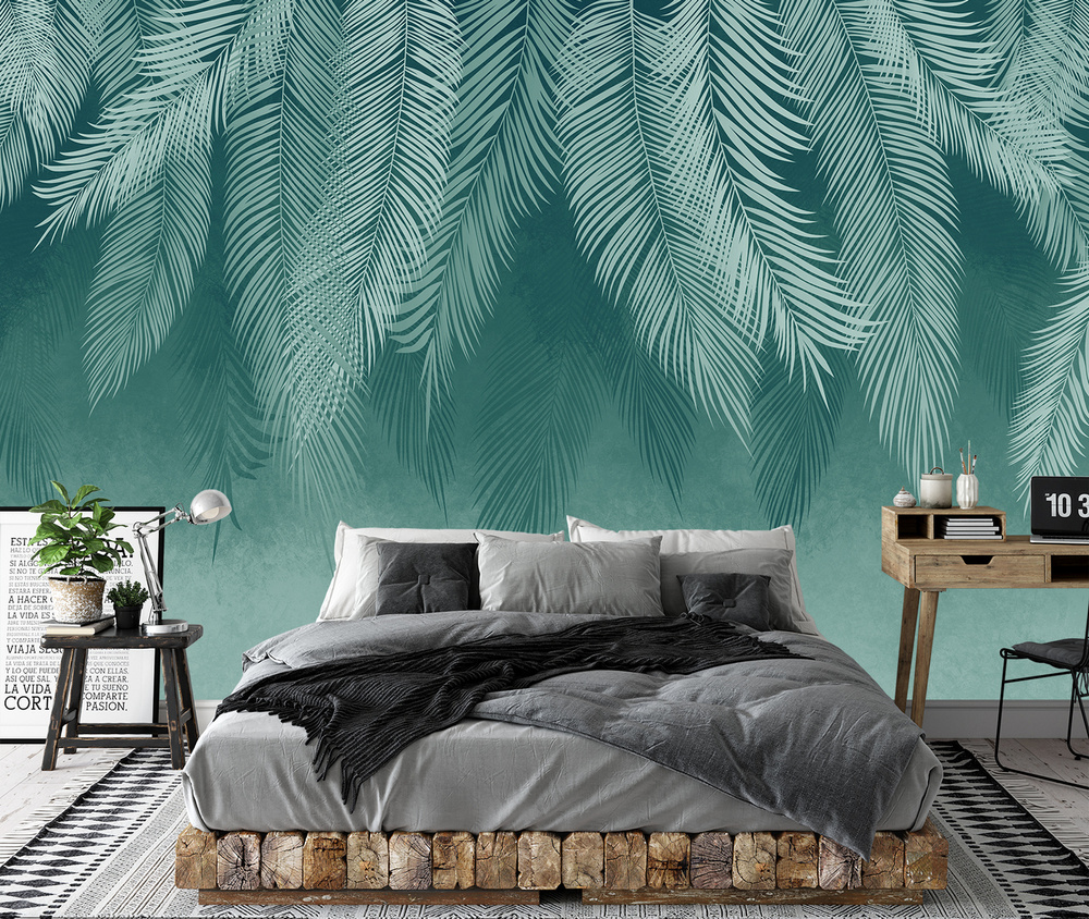 Фотообои / флизелиновые обои Листья пальмы нежно-зеленые 4 x 2,7 м - купить  по выгодной цене в интернет-магазине OZON (259360455)
