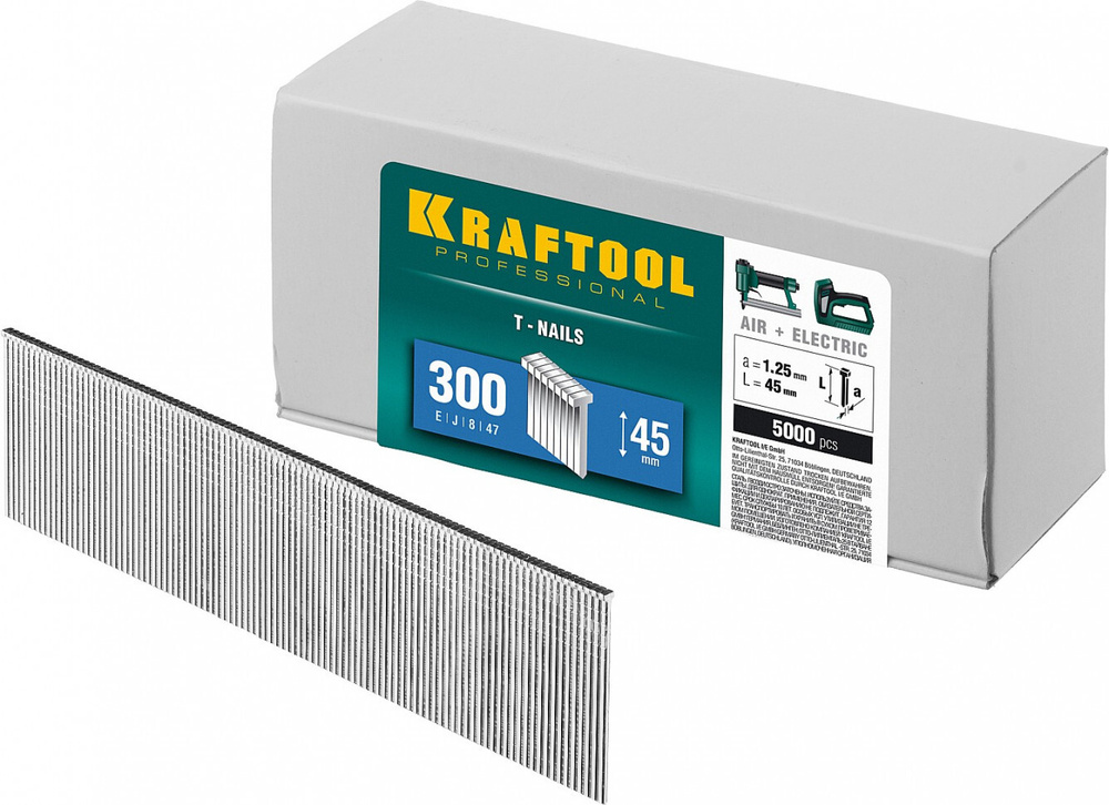 Гвозди для нейлера KRAFTOOL тип 300 45 мм 5000 шт. 31785-45 #1