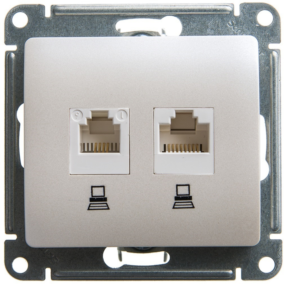 Розетка компьютерная двойная Schneider Electric Glossa RJ45 категории 5 ...