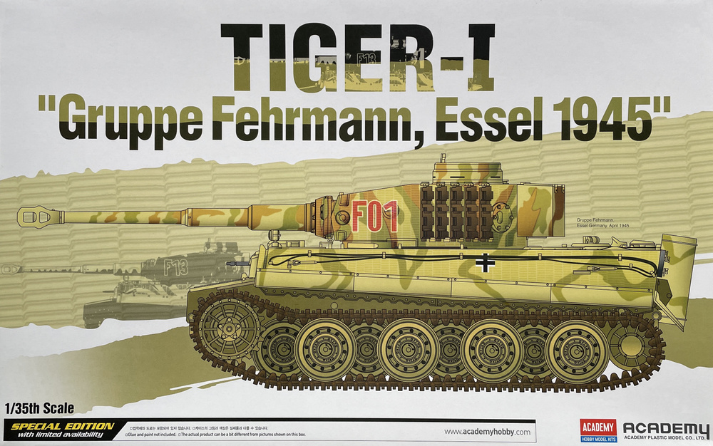 Academy Tiger-I "Gruppe Fehrmann, Essel 1945" Special Edition + Фототравление, Немецкий танк IIМВ, 1/35, #1