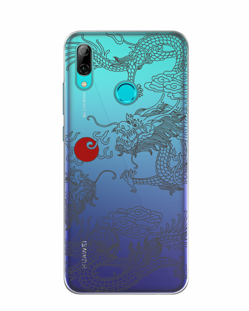 Силиконовый чехол Mcover для Huawei P smart 2019/Honor 10 Lite (Хуавей П  смарт 2019 Хонор 10 лайт), Японский дракон инь, аниме - купить с доставкой  по выгодным ценам в интернет-магазине OZON (361396039)