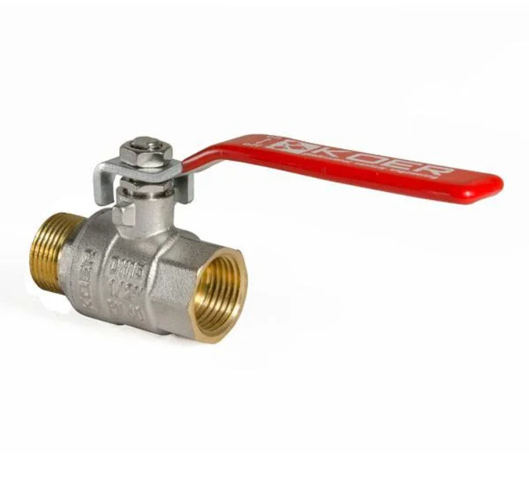 Кран шаровой латунный 1/2" дюйма KOER (Чехия) DN15 вн/нар ручка рычаг ...