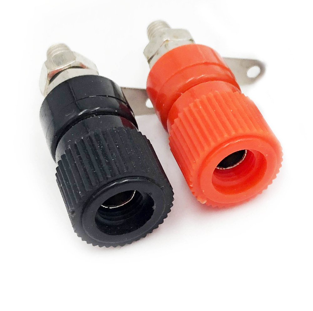 Разъем BANANA "гн" 33 мм пластик на корпус, красный и черный (1 пара ...