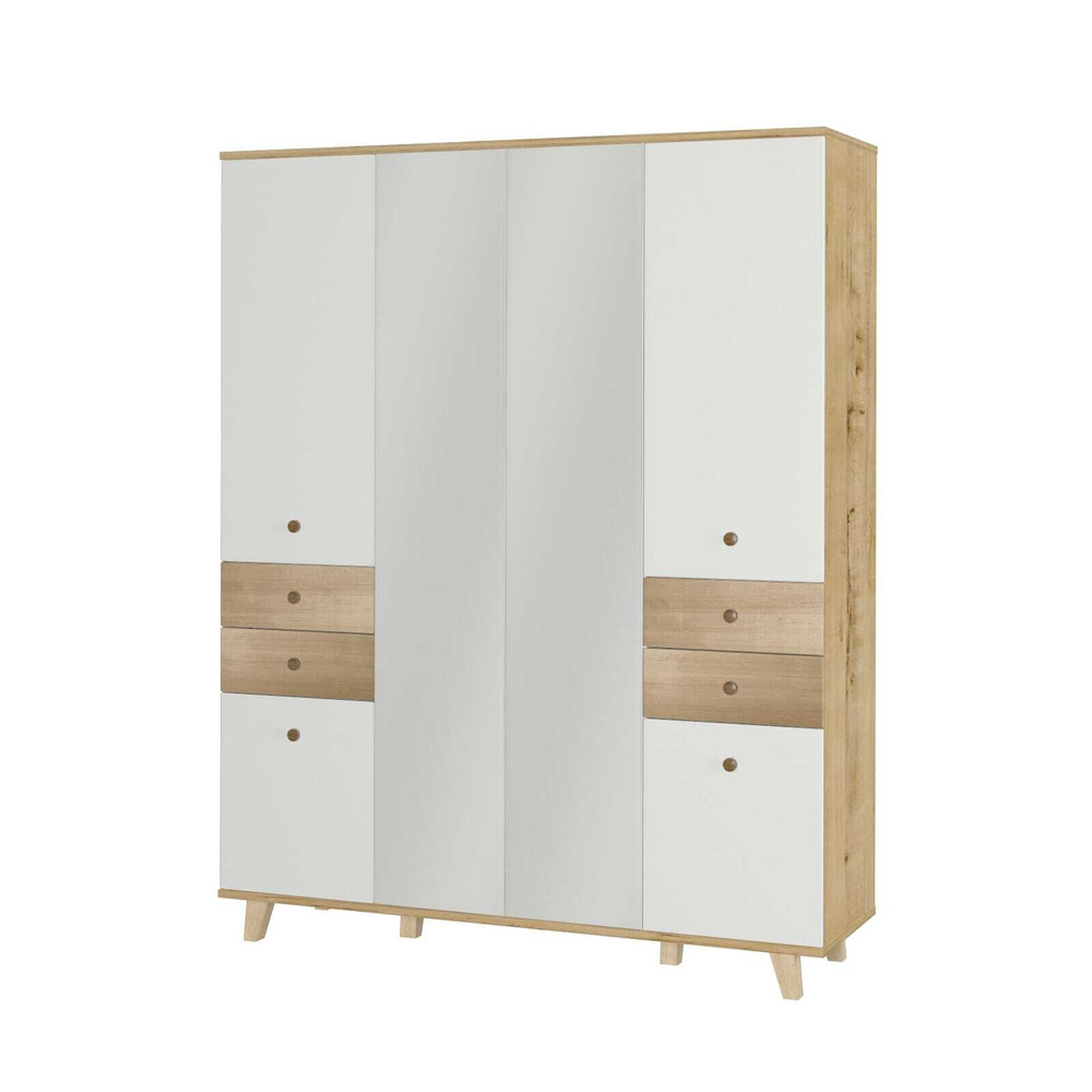 Шкаф распашной Аквилон Шкаф распашной_Четырехстворчатый шкаф с ящиками ...