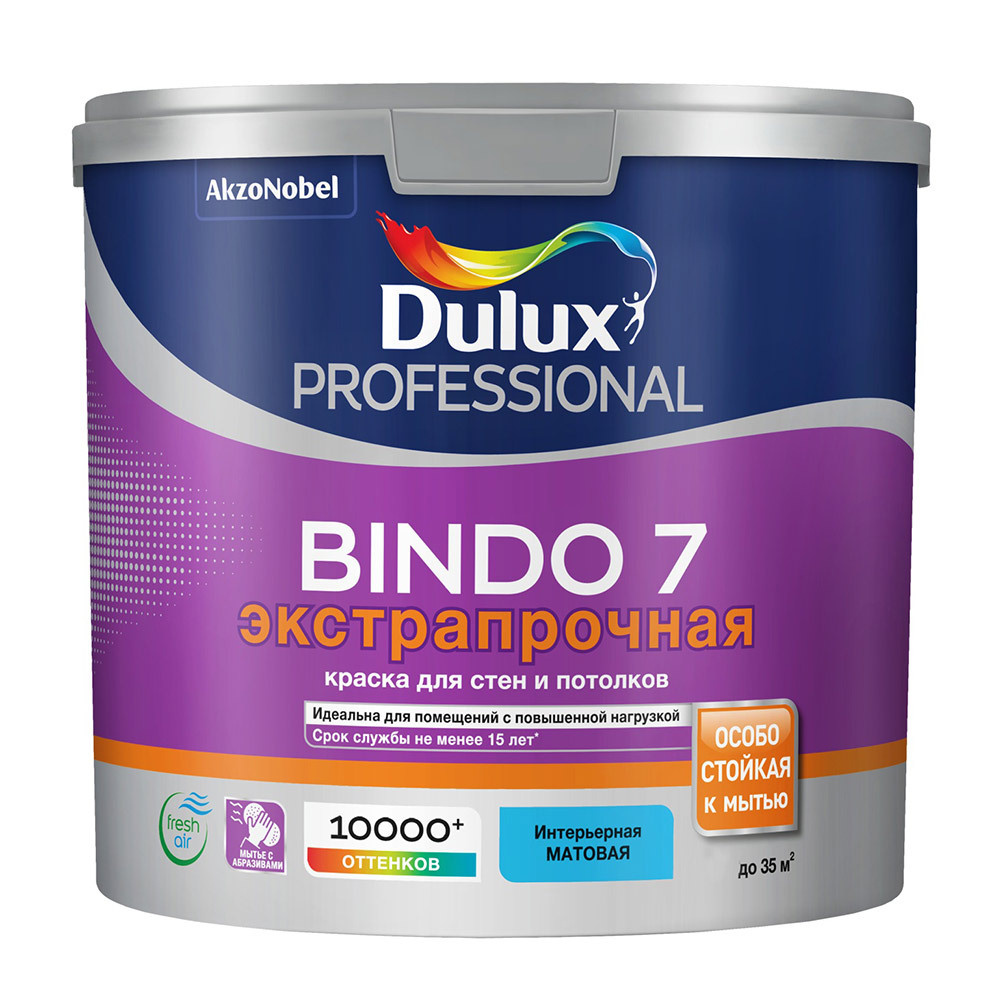 Краска латексная Dulux Bindo 7 экстрапрочная моющаяся прозрачная основа ВС 2,25 л  #1