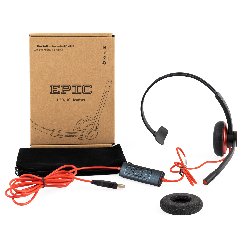 Профессиональные наушники ADDASOUND Epic 511 (UC) с микрофоном, разъём  USB-А, гарнитура для компьютера с шумоподавлением, для офиса, проводные /  Mono ...