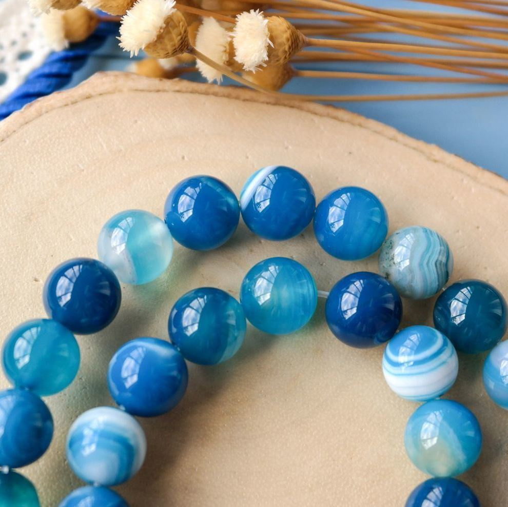 Бусины из натурального камня Агат для рукоделия и создания украшений диаметр 10 мм синий - купить с доставкой по выгодным ценам в интернет-магазине OZON (857585310)