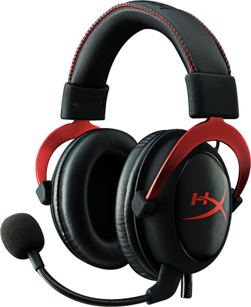 HyperX Наушники проводные с микрофоном Cloud II, 3.5 мм, USB, черный,  красный