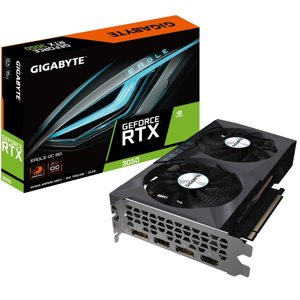 Gigabyte Видеокарта GeForce RTX 3050 8 ГБ (GV-N3050EAGLE OC-8GD)