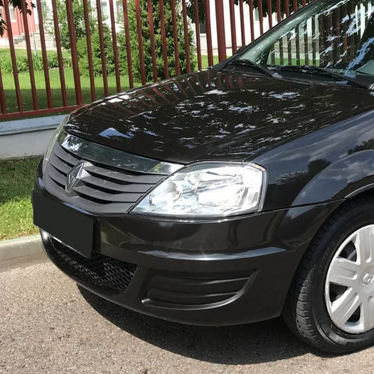 Бампер передний в цвет для Рено Логан 1 Renault Logan 1 фаза 2 (2009-2015) в сборе 676 - Черная жемчужина, #1