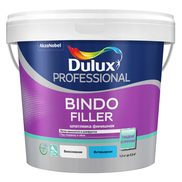 шпатлевка готовая DULUX Bindo Filler финишная 1,5кг #1