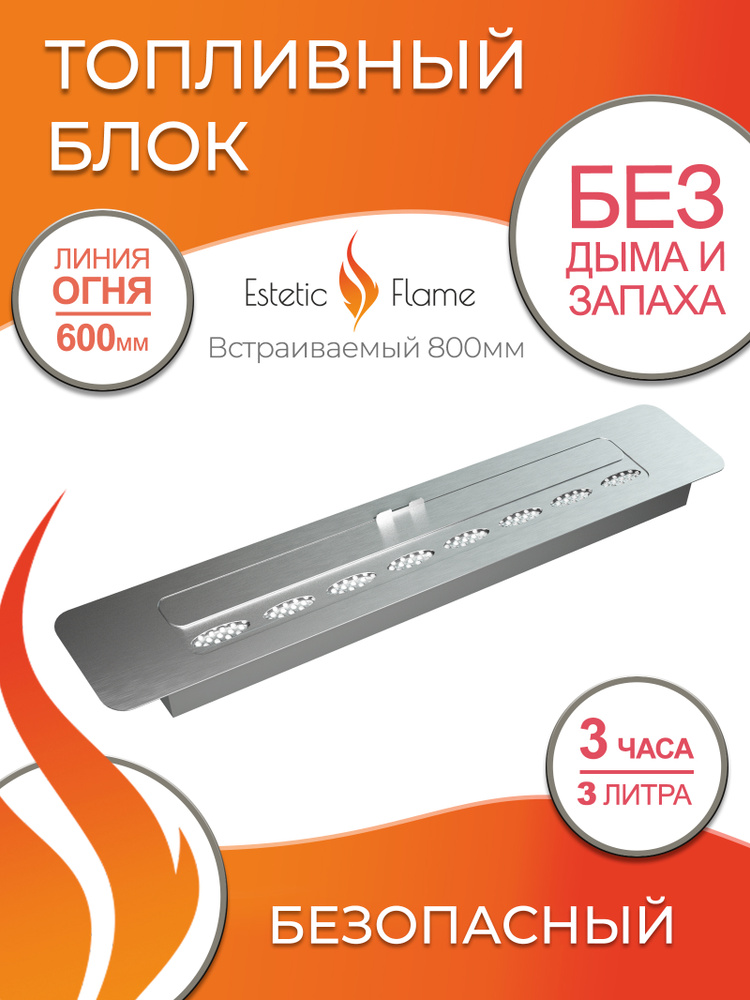 Биокамин топливный блок 800 (Estetic Flame) для дома и квартиры #1