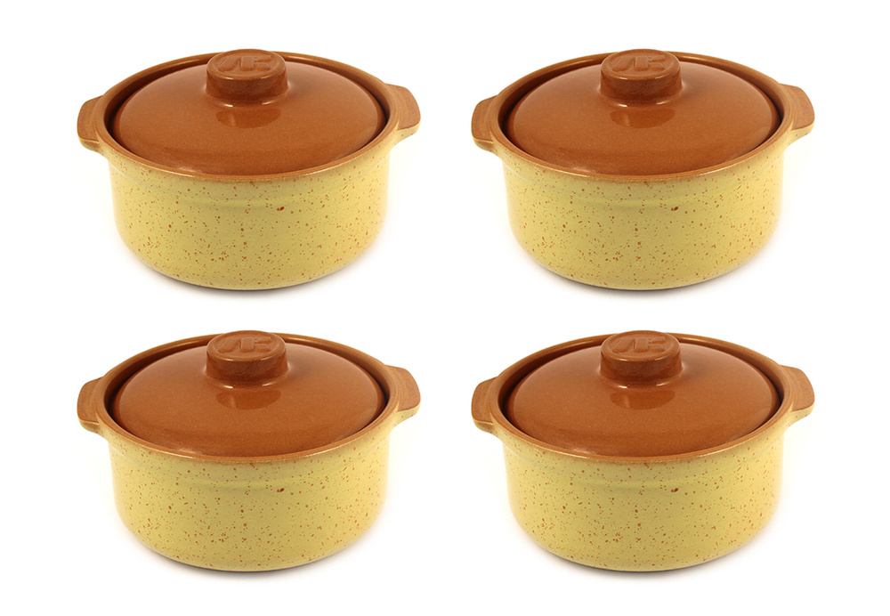 Горшок-сотейник для запекания в духовке, форма для выпечки, жульена, 0,8л "ColorLife" набор 4шт, керамика #1
