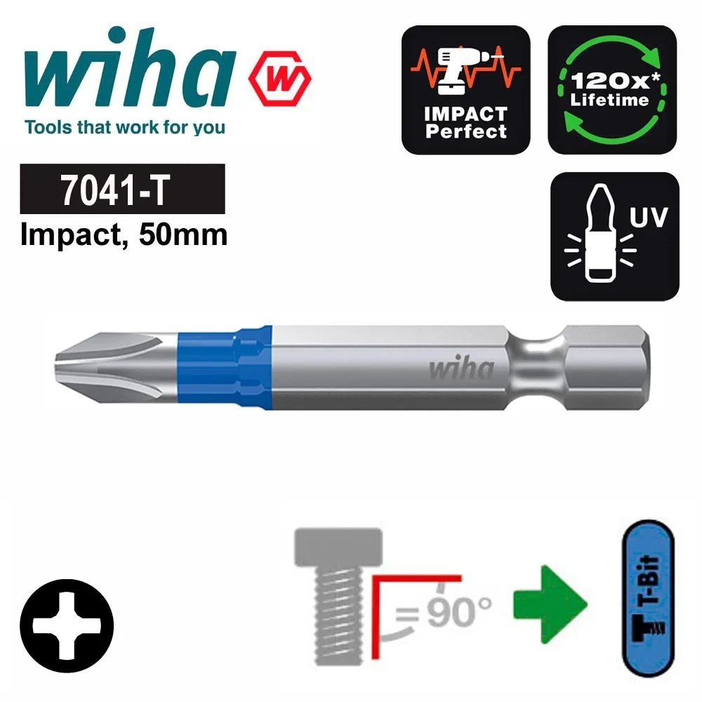 Бита PH1х 50мм Impact(ударная) T-Bit(lMetall) Wiha 7041T 41637 #1