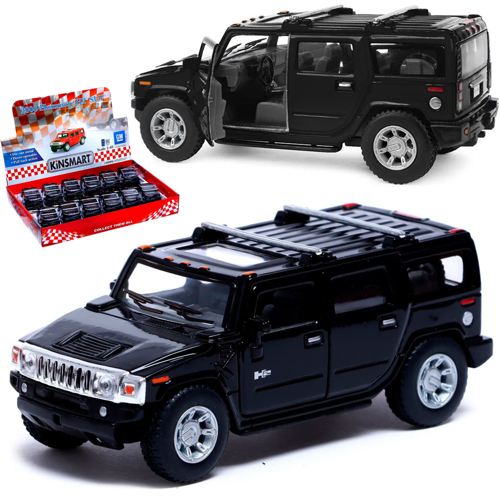 Металлическая машинка Kinsmart 1:40 2008 Hummer H2 SUV KT5337D инерционная / Черный  #1