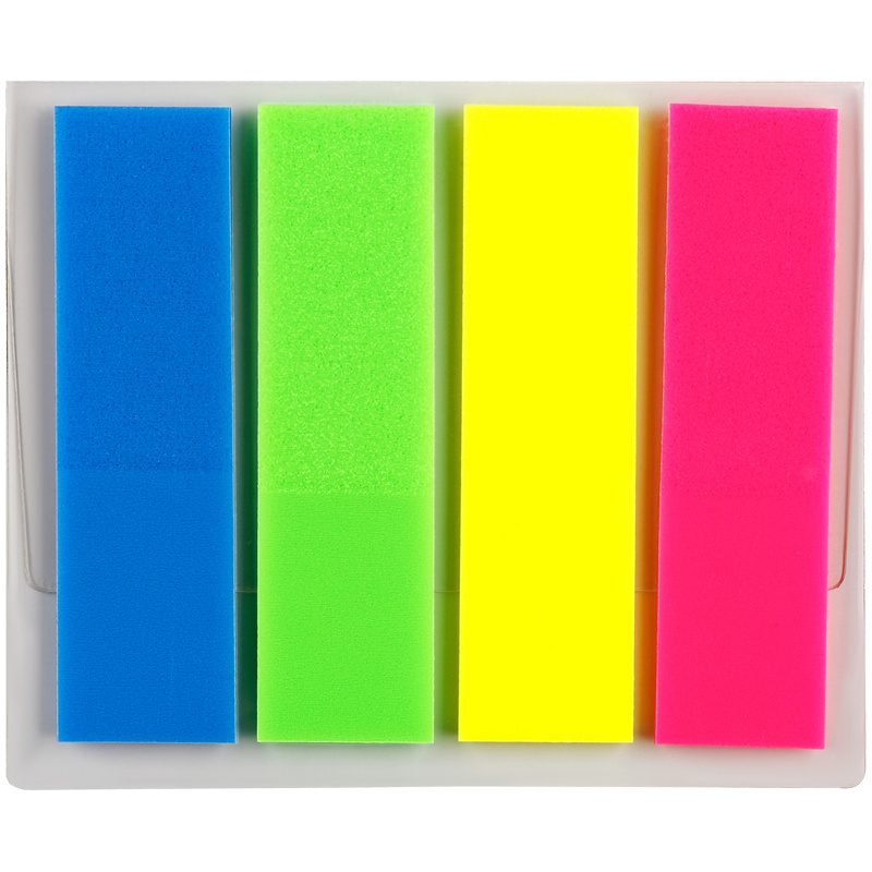 Клейкие закладки пластиковые OfficeSpace, 4 цвета неон по 20л., 45x12мм, европодвес (PM_54064), 24 уп. #1