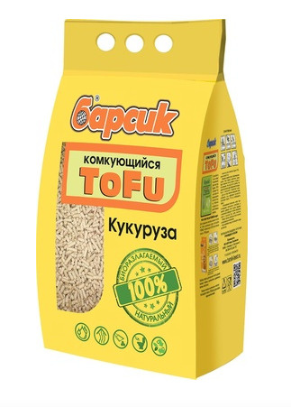 Наполнитель для кошачьих туалетов Барсик TOFU, кукурузный 4,54л  #1