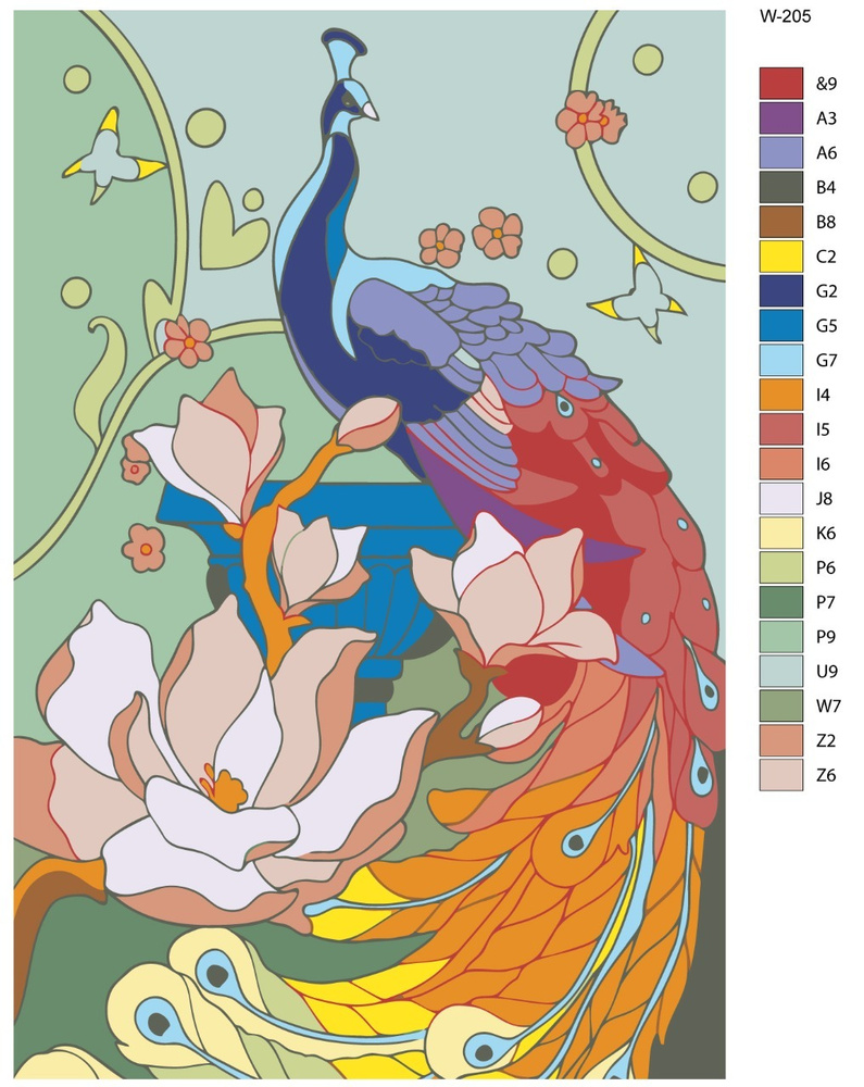Картина по номерам W-205 "Изящный павлин" 60х90 #1