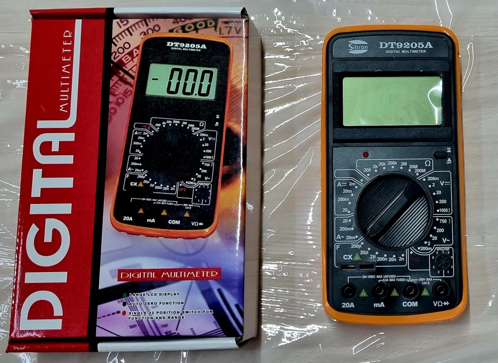 Мультиметр (Тестер)/Мультитестер цифровой портативный DT-9205A для измерения напряжения, вольтметр, с #1