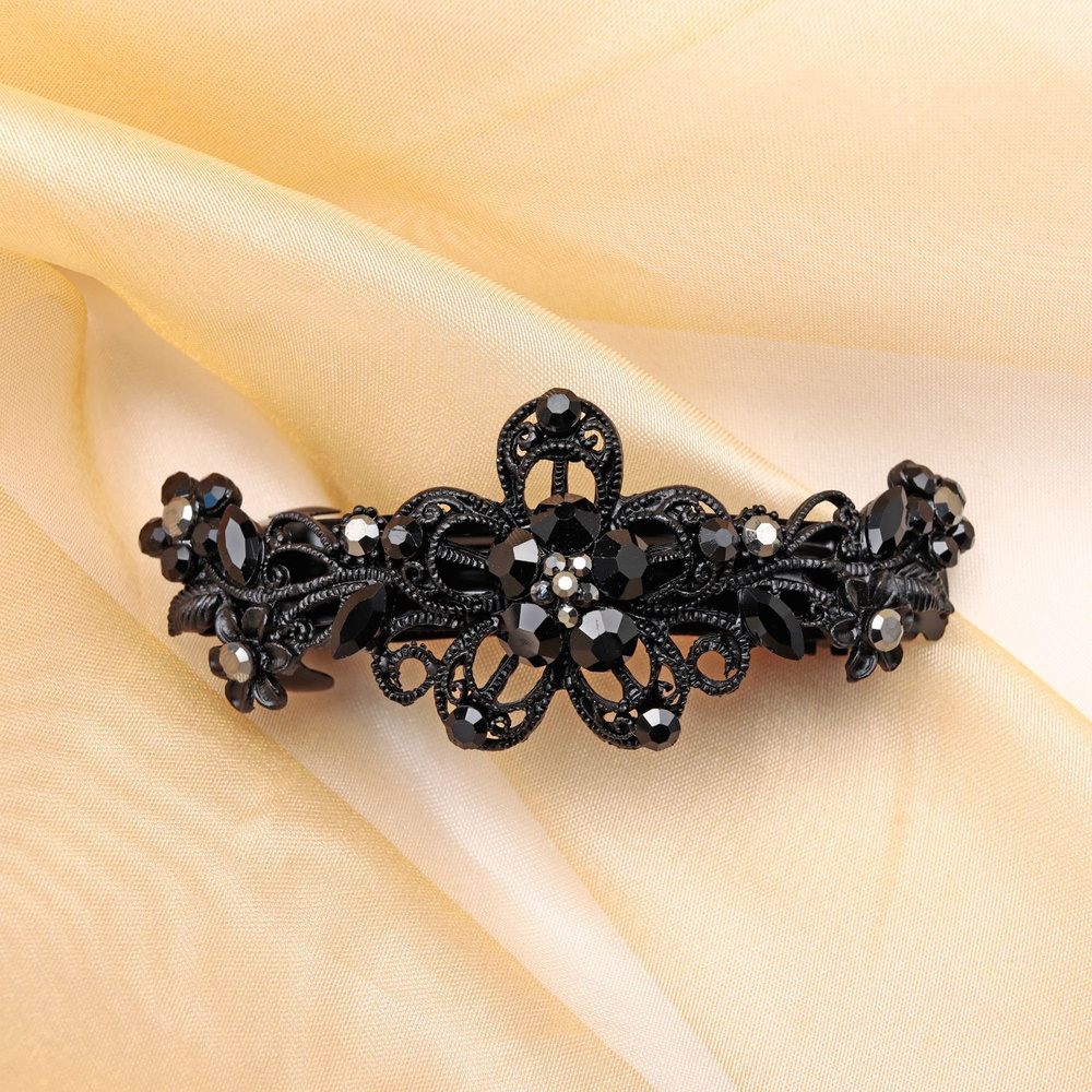 Заколка - автомат для волос со стразами, металлическая, 1 шт - купить с ...