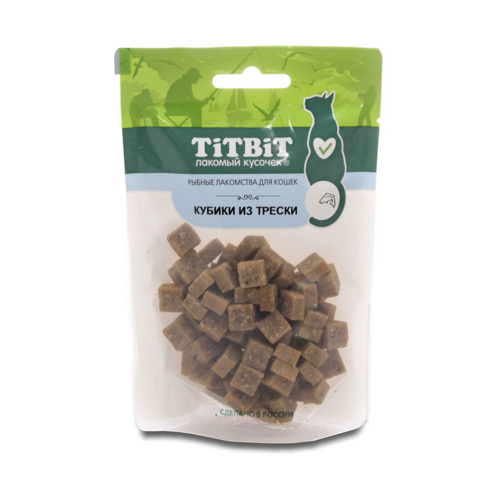 Кубики из трески TitBit для кошек, рыбные лакомства, 60 г - купить с ...