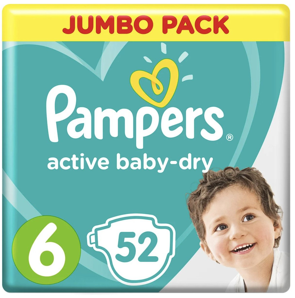 Подгузники Pampers Active Baby-Dry 13-18кг Размер 6 52шт #1