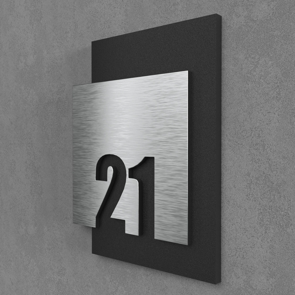 Цифры на дверь квартиры, табличка самоклеящаяся номер 21, 15х12см, царапанное серебро  #1