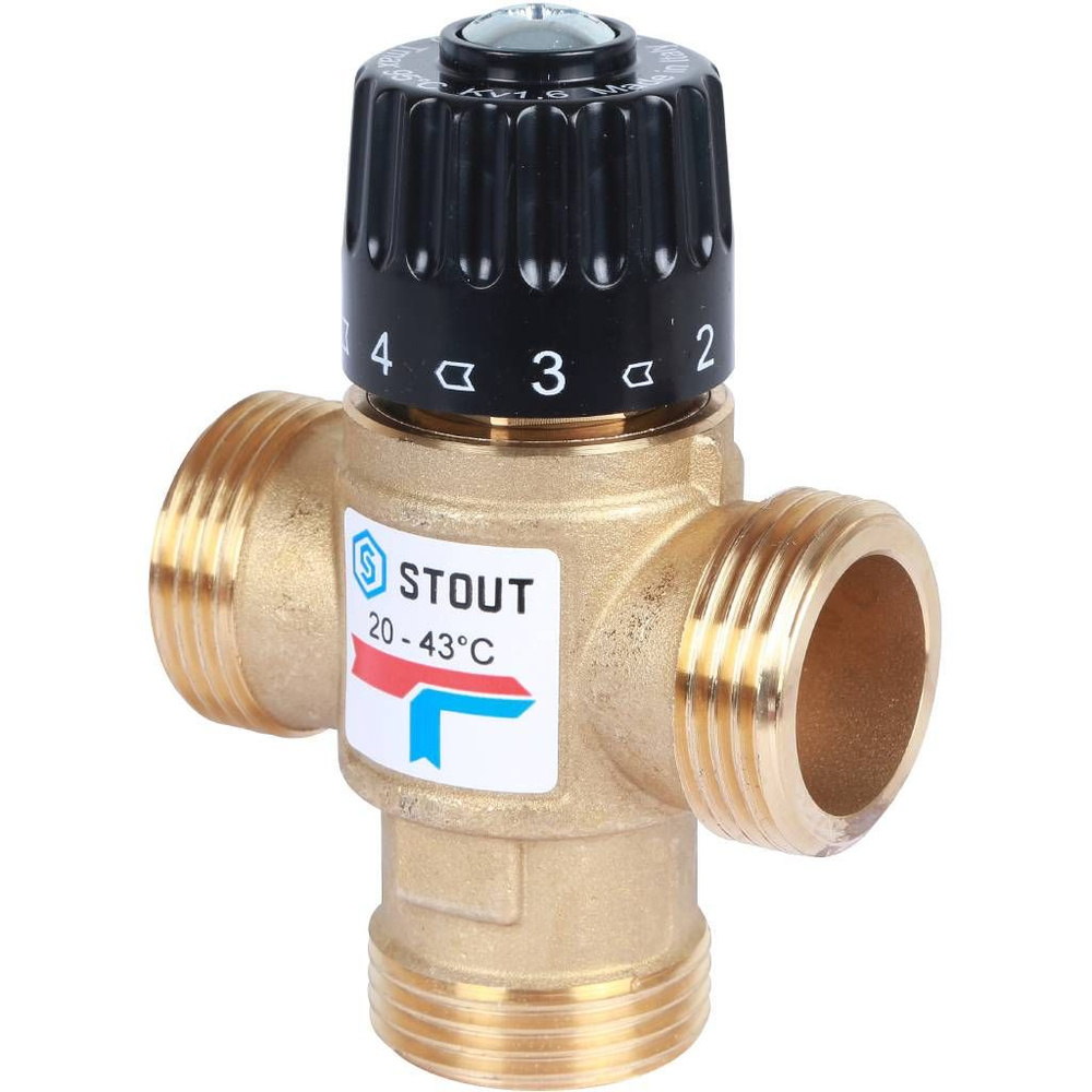 Термостатический смесительный клапан для систем отопления и ГВС, 1 НР, 20-43С KV 1,6 м3/ч, STOUT SVM-0120-164325 #1