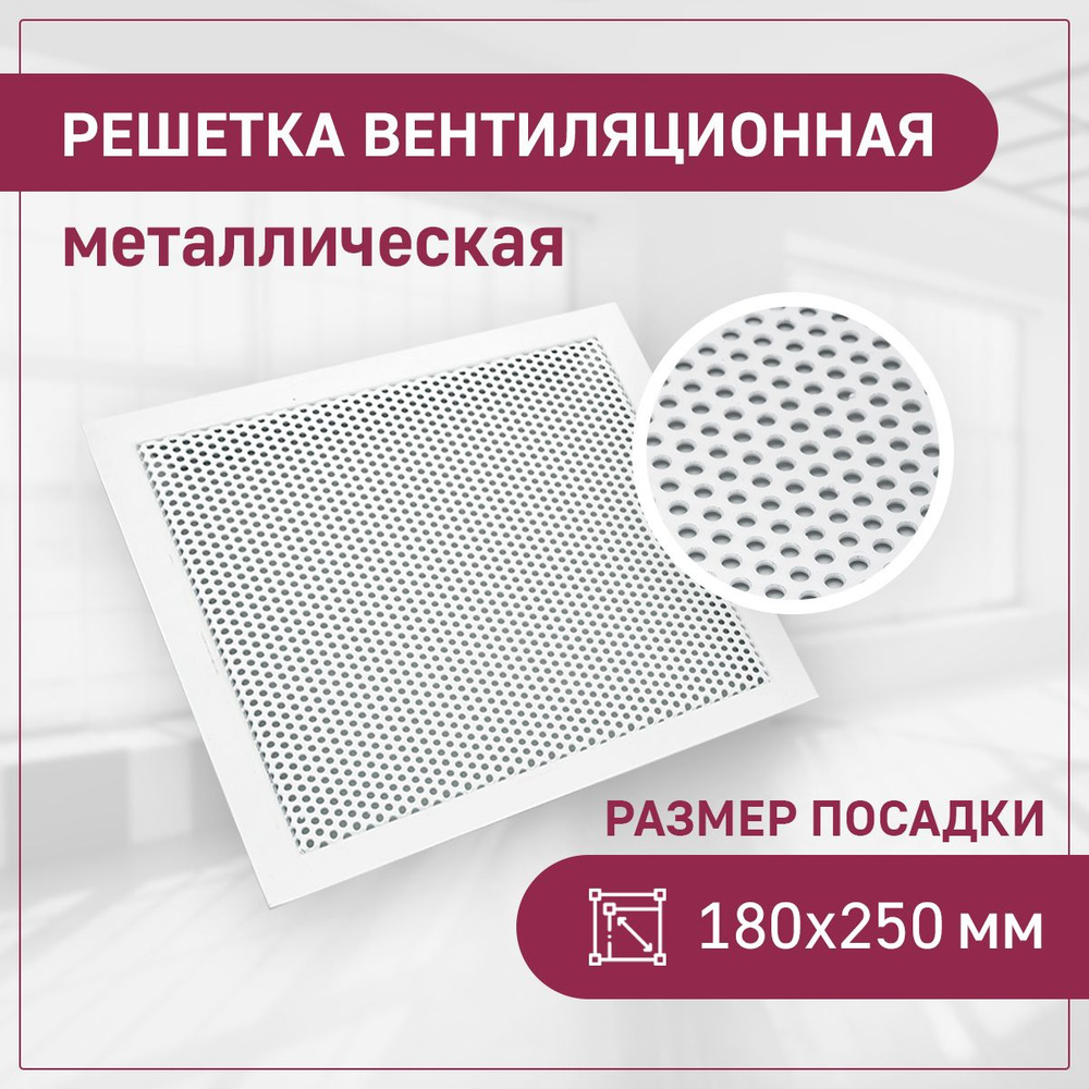 Решетка вентиляционная ExDe, посадка 180х250, перфорированная, круг, белый