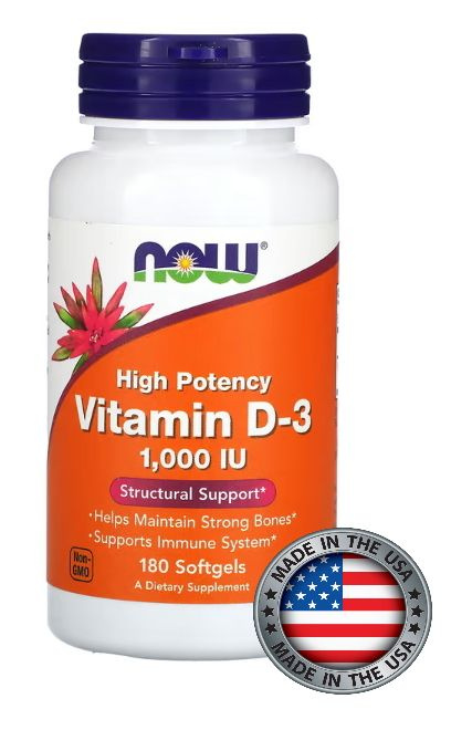 NOW Foods, витамин Д3 1000 ед. 180 капсул НАУ - купить с доставкой по ...