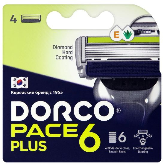 Dorco Pace 6 Plus кассеты для бритья мужские с триммером (4 шт.) #1