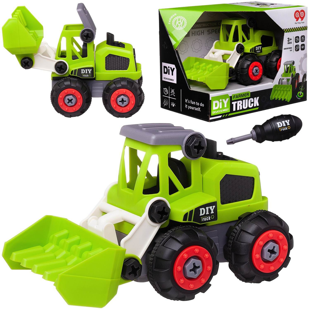 Машинка-конструктор Junfa Собери сам Трактор в наборе с отверткой ...