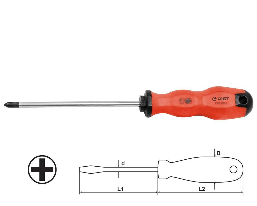 Отвертка крестовая PH1 150мм AIST 82011501 крестообразная PHILLIPS РН1  #1