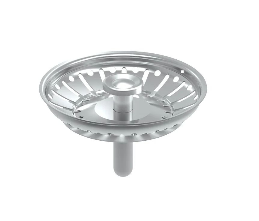 Сетка для раковины кухонной мойки пластиковая диаметр сливного отверстия 90 мм, высота 57 мм, цвет хромированный, #1
