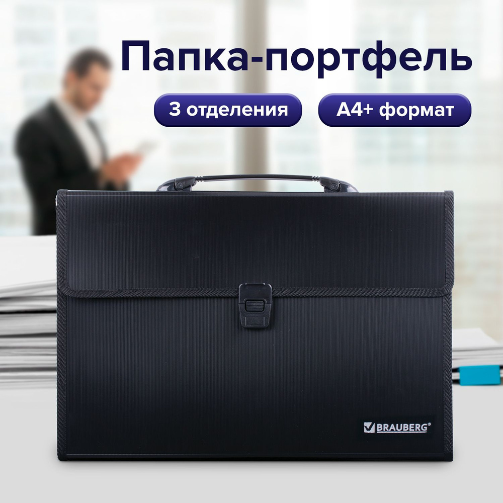 Папка/сумка/портфель для документов канцелярская с ручками пластиковая ...